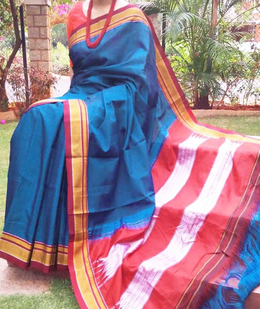 Traditional ilkal Solid Colored Saree – Essence of India